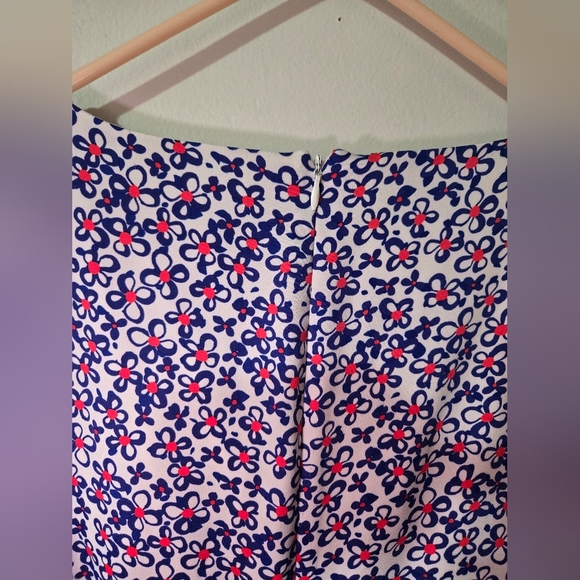 DKNY Floral Print Faux Wrap Iris Dress Multi Color Blue And Red Size 6 - Picture 7 of 11